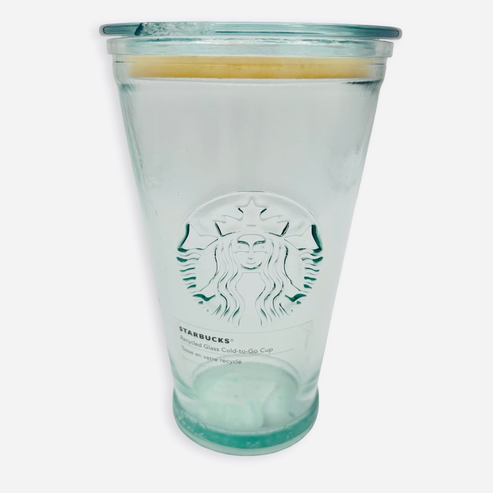 Starbucks Recycled Glass Cold to Go Cup 16oz Green Tumbler Lid SPAIN Logo Eco